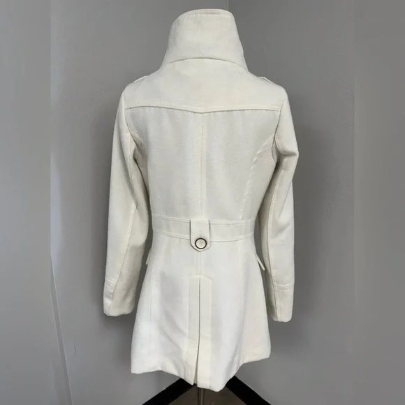 Joujou Women's Pea Coat Double Breasted, White Vintage,Tapered,Size Small - Picture 6 of 10